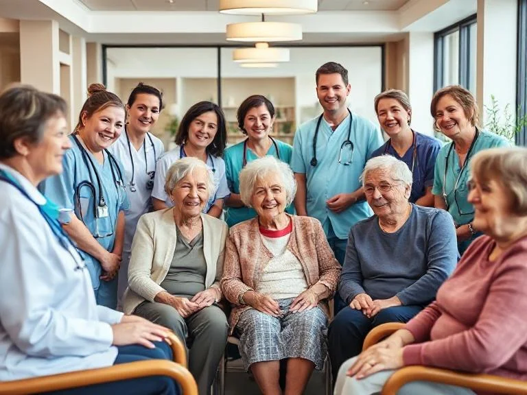 Happy Valley care team with residents